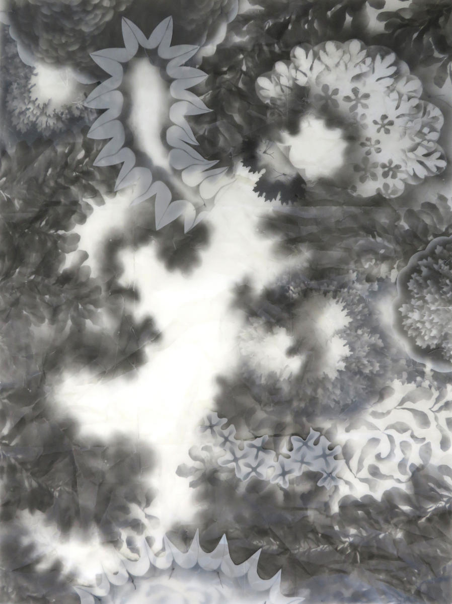 Frond #2  
2005 - 2025  
powdered graphite on frosted polyester film   
26" x 22" 