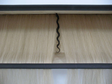 Fall (detail), 1993
46" x 8.5" x 8"
human hair, wood