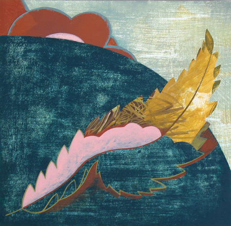 Leaf in a Landscape #1, 2013
acrylic, collage on birch panel
11" x 11" 
