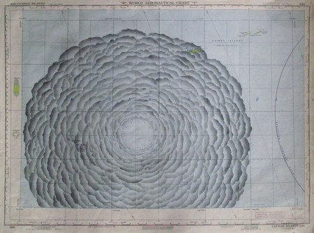 Cayman Islands, 2004
powdered graphite on aeronautical map
27" x 36"