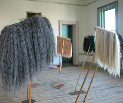Coven, 1994
wood, human hair
dimensions variable