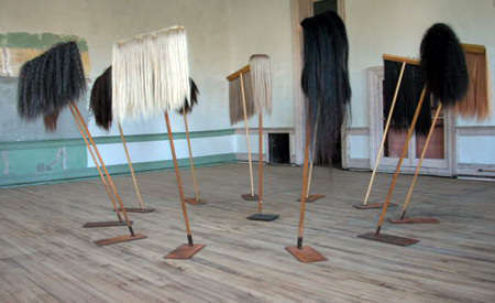 Coven, 1994
wood, human hair
dimensions variable
