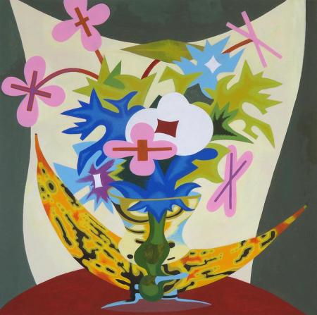 Reflected Banana #13, 2022
acrylic on panel
16" x 16" 