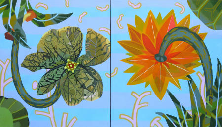 Front to Back, 2022
acrylic on linen
diptych 30" x 52"