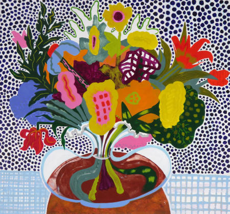 Bouquet on a Small Table   2026
acrylic on Yupo  16" x 17.25"
